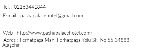 Pasha Palace Hotel telefon numaralar, faks, e-mail, posta adresi ve iletiim bilgileri